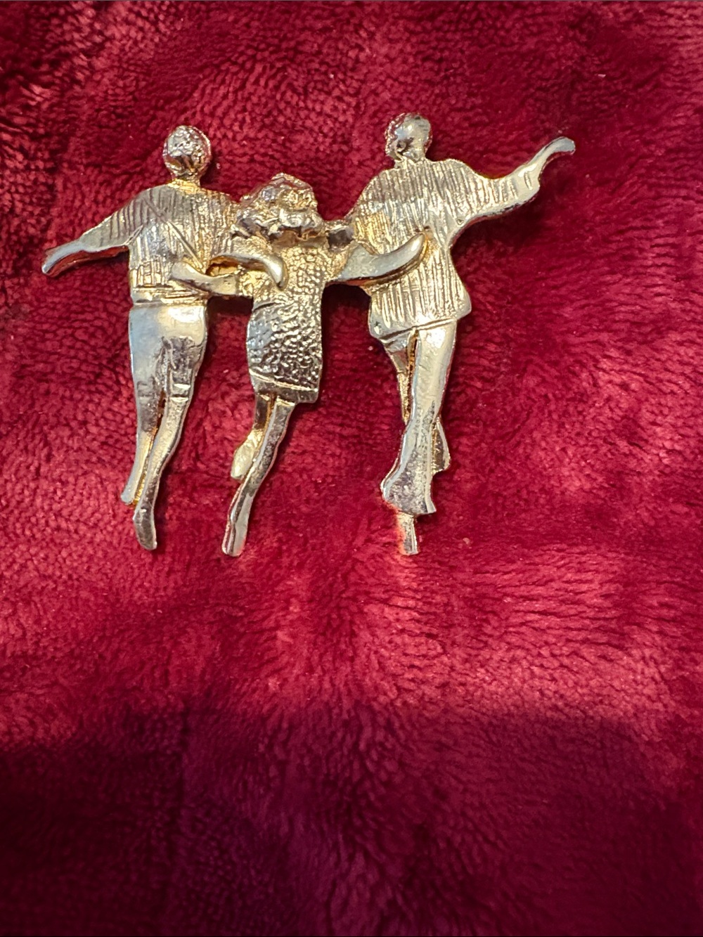 Dancing Trio Gold-Tone Brooch - Vintage Style